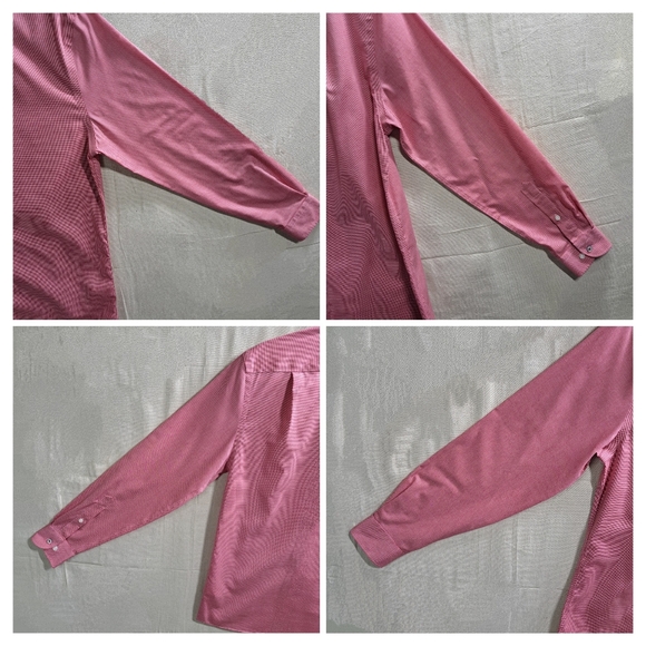 Tommy Hilfiger Men Red White MicroCheck 15 32/33 Long Sleeve Button Front Shirt - Picture 4 of 7